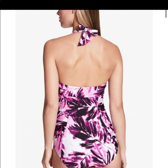 Calvin Klein Women's Side-Pleated‎ Halter One-Piece - Picture 5 of 10